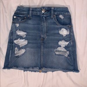 American Eagle Distressed Ripped Denim Mini Skirt